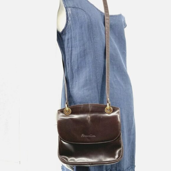 Anuschka Vintage *RARE* UNPAINTED Solid Brown Leather Shoulder Crossbody Bag - Picture 2 of 7